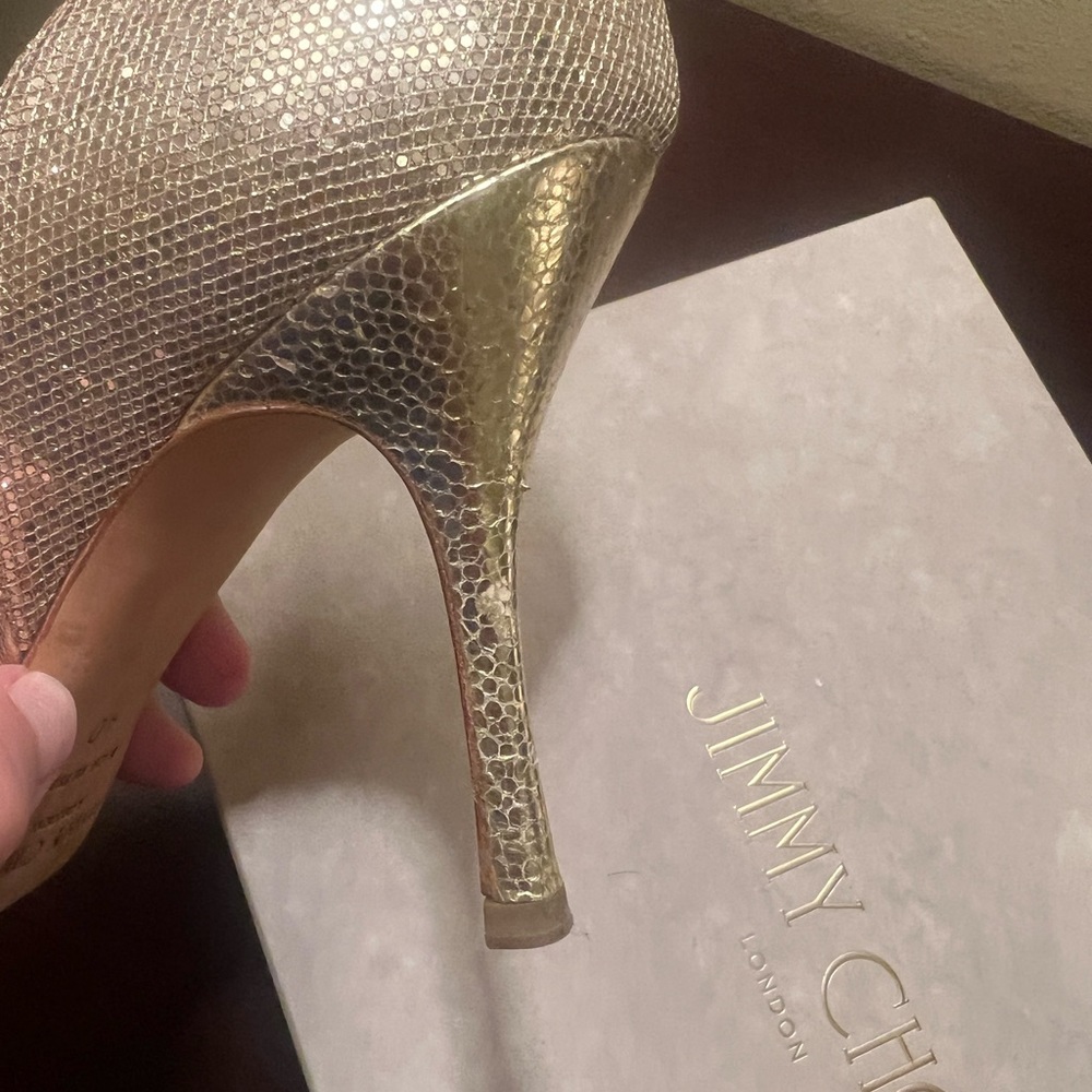 Jimmy Choo Gold Heels with box - Picture 8 of 12